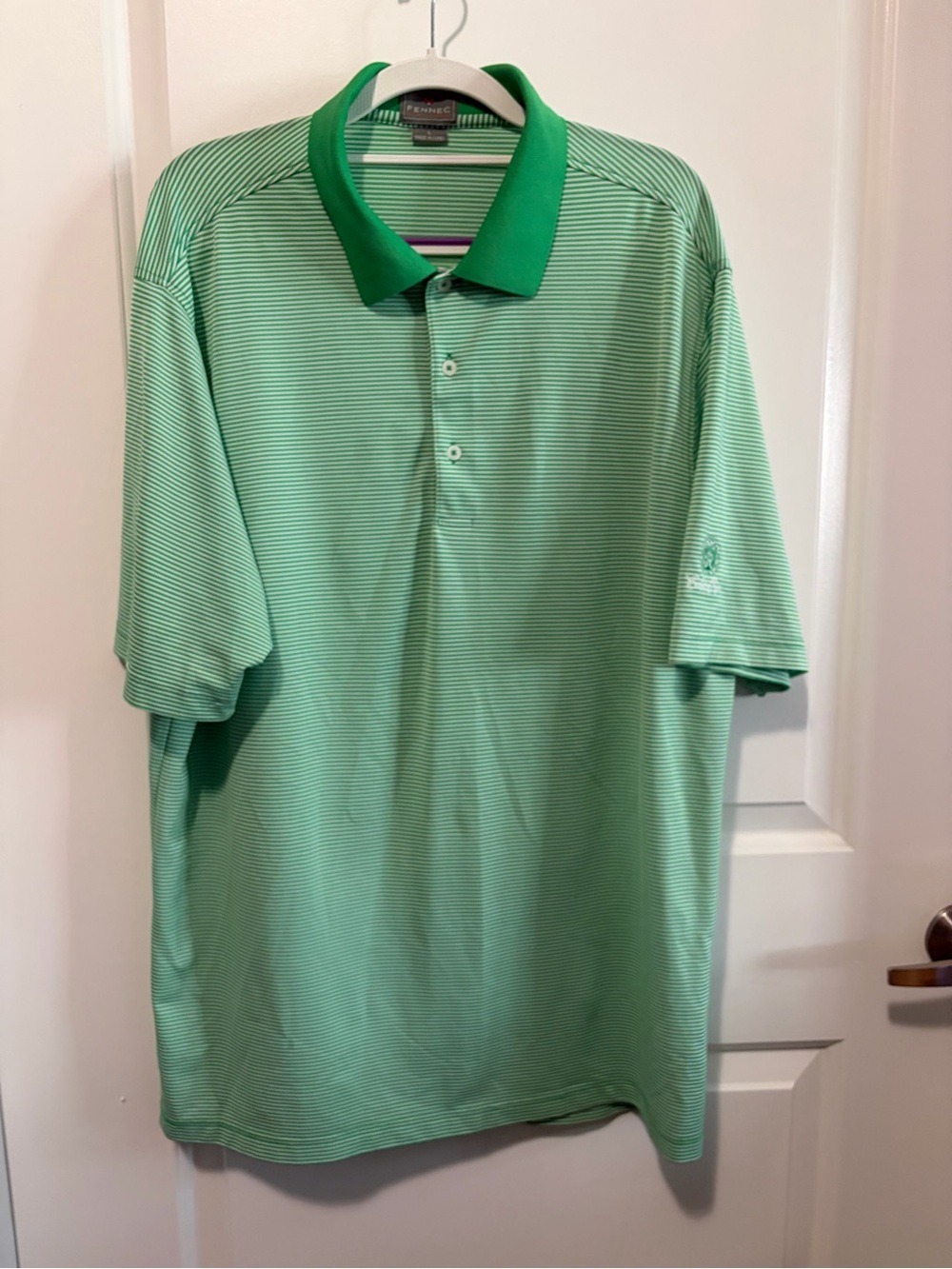 Men's Mint Green Striped Polo with Green Collar